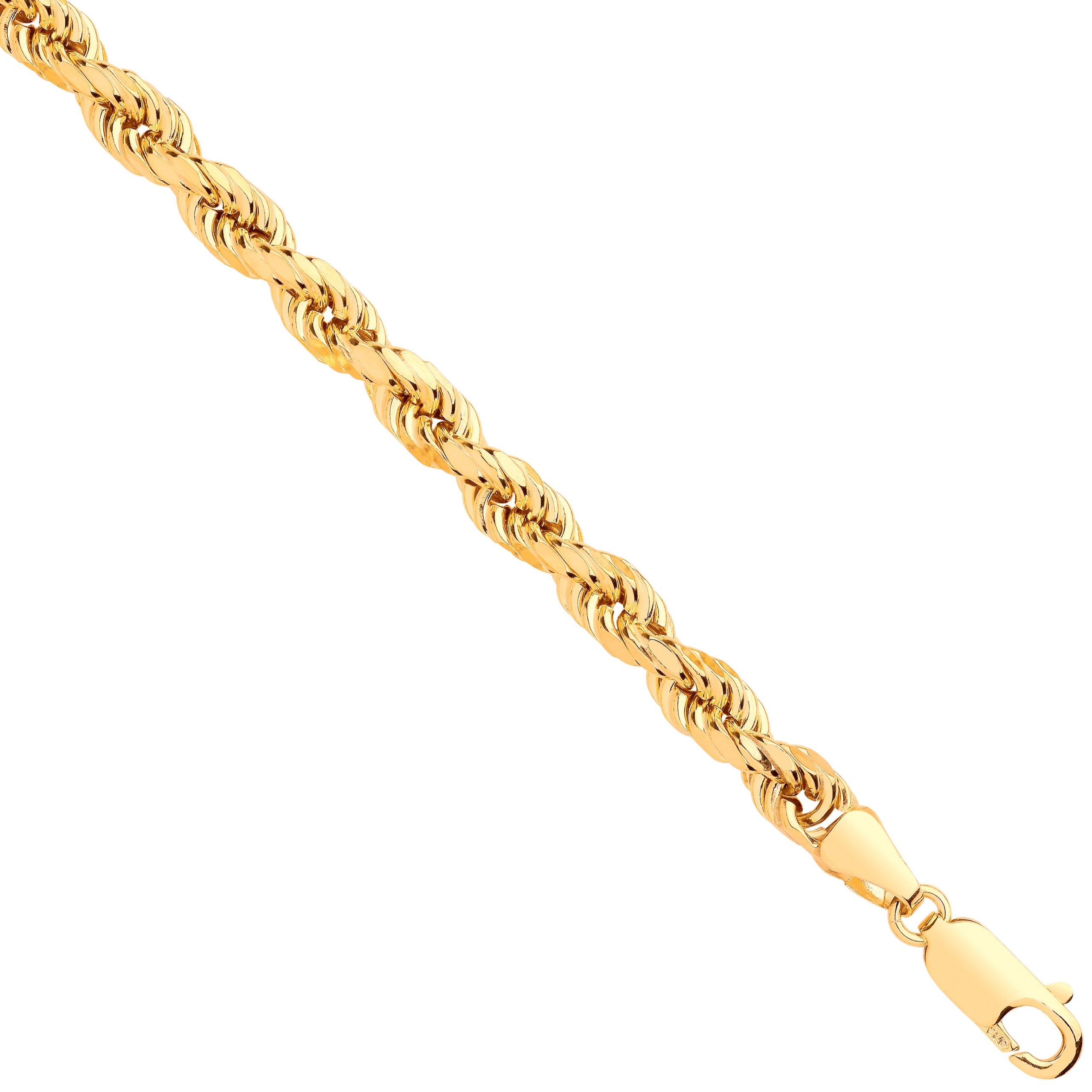 Yellow Gold 4.5mm Semi Solid Diamond Cut Rope Chain