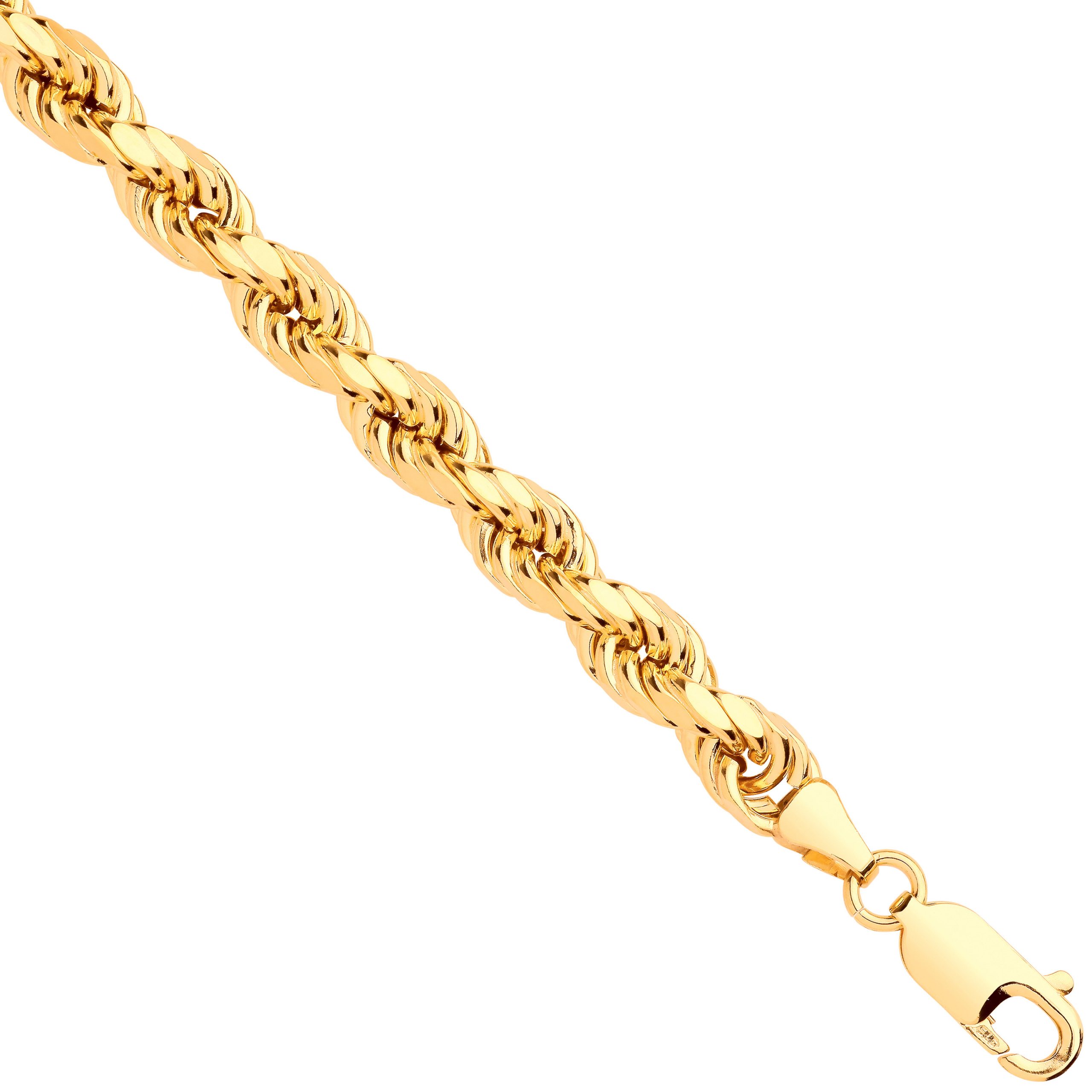 Yellow Gold 6.0mm Semi Solid Diamond Cut Rope Chain