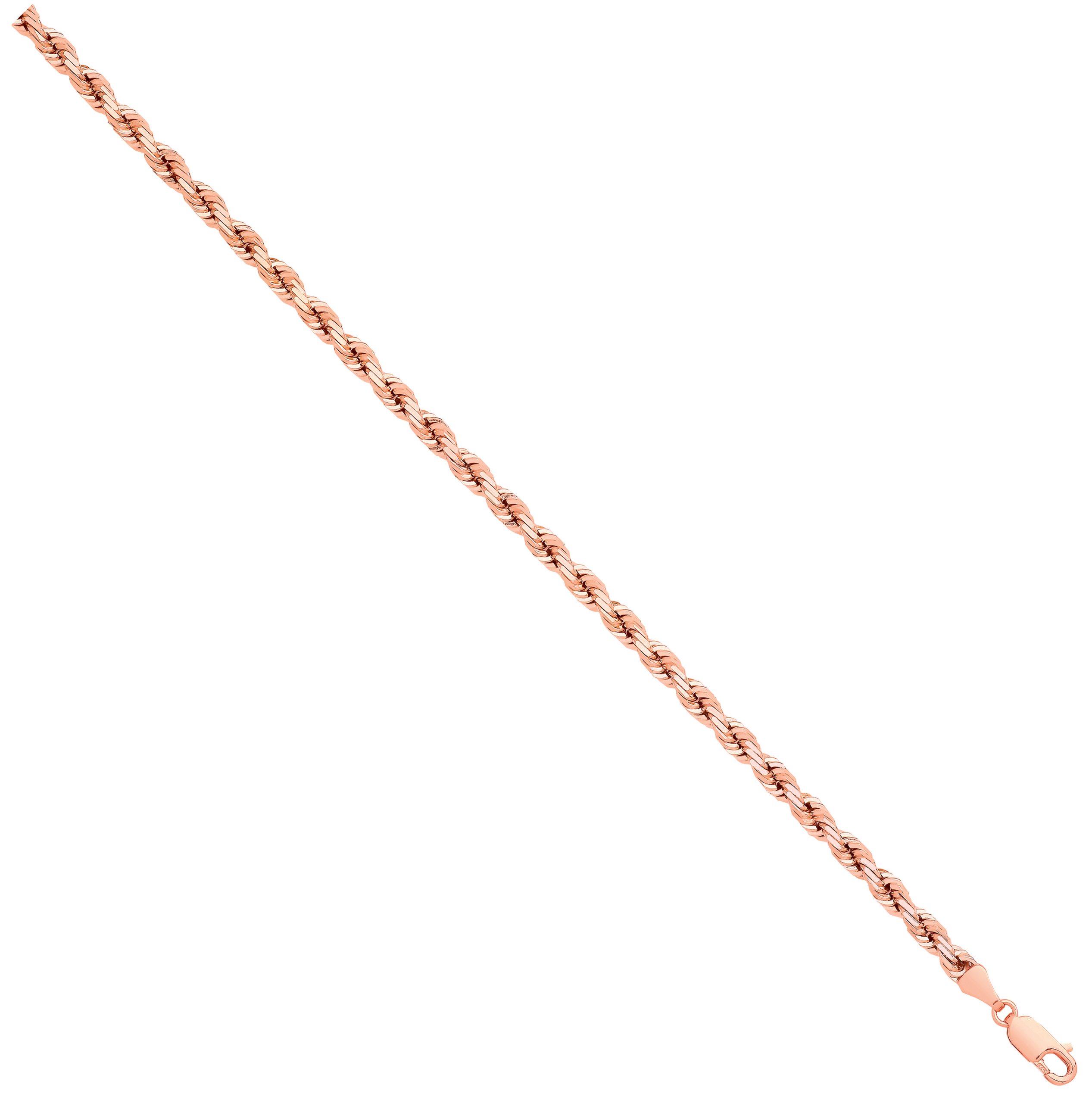 Rose Gold Solid Diamond Cut 4.2mm Rope Chain