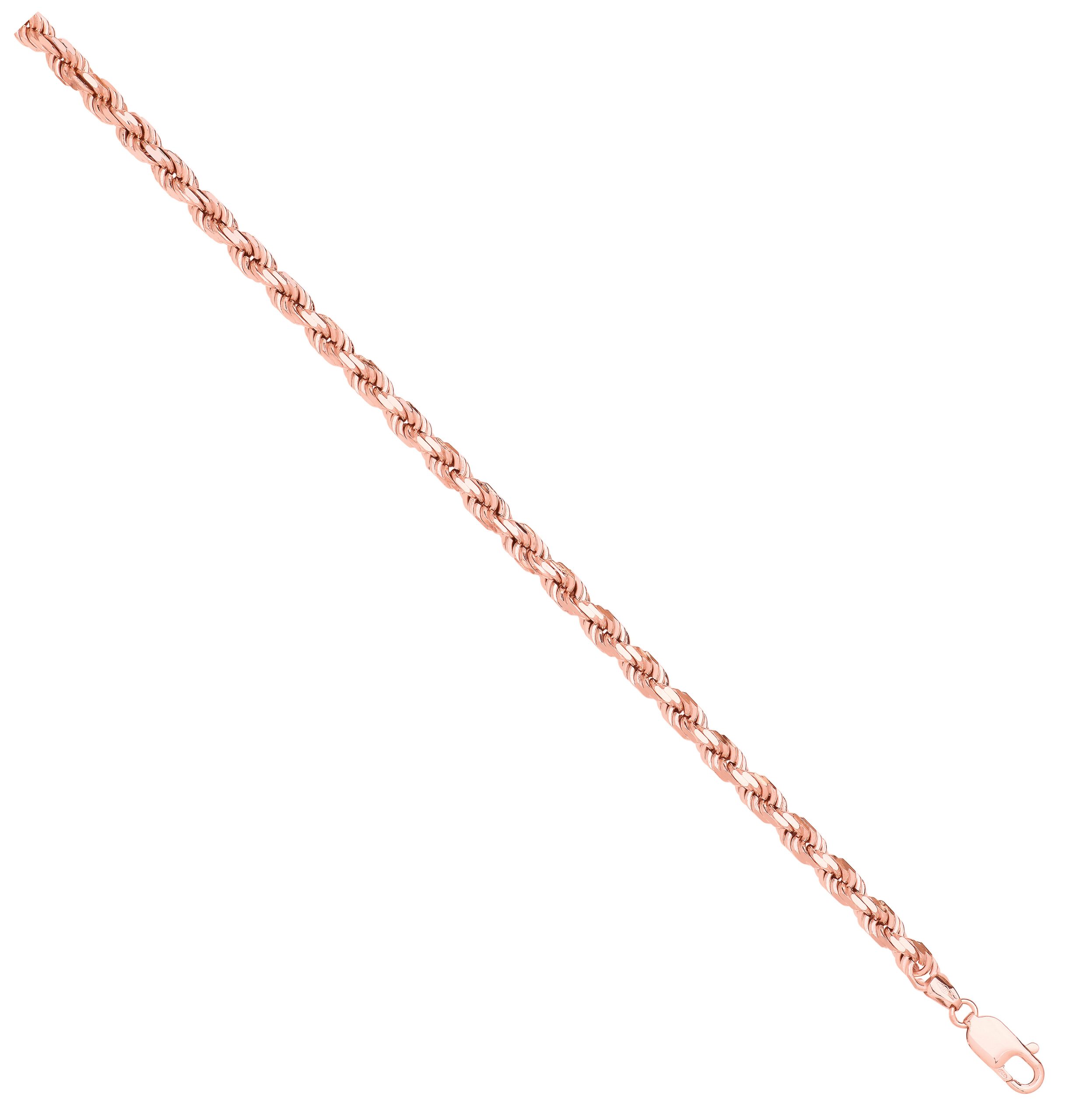 Rose Gold Diamond Cut 5.2mm Solid Rope Chain
